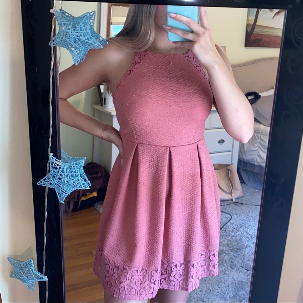 Pink halter top dress